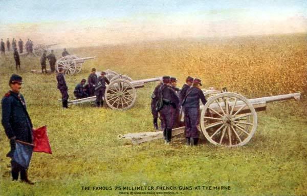 french 75 mm guns at the Marne 1914