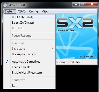 Unrar the Final Fantasy X, you will get a ISO format virtual CD. Go to the emulator then select CDVD, set it to ISO as shown at the print screen.