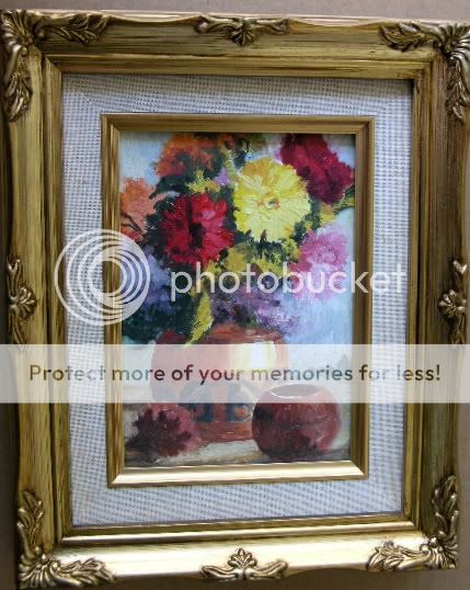 Framed Oil Painting Floral N11 9x11 in.  