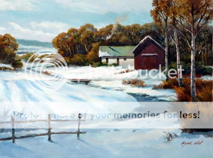 Oil Painting Winter Scenery 12x16 in.  